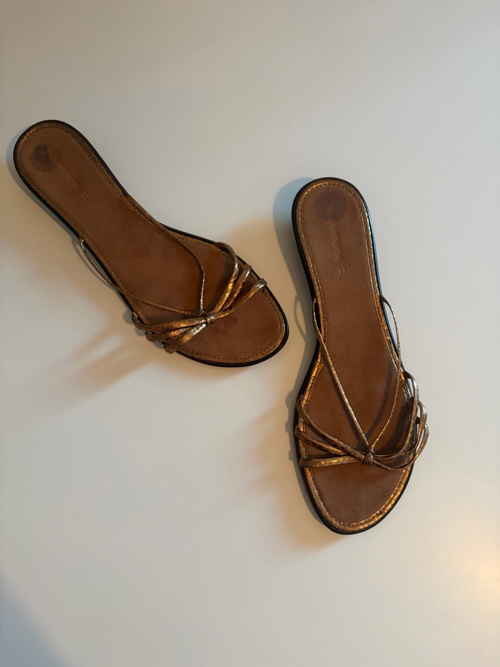 Liz Claiborne Metallic Bronze Strappy Slide Sandals